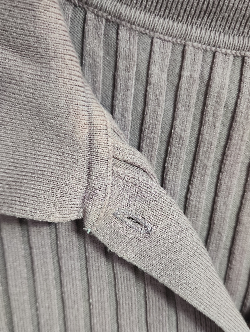 Zaful Purple Ribbed Button-Front Collared Top - Picture 3 of 6